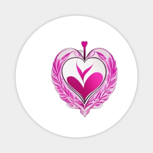 Vivid Pink Feathered Heart Design No. 703 Magnet